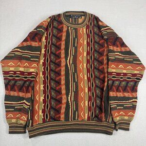 Vintage Protege Sweater Mens XL Coogi Style 3D Knit 90's Abstract